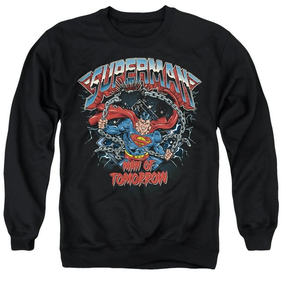 Popfunk Superman Band Chain Break Unisex Adult Crewneck Sweatshirt, Black, 5X-Large