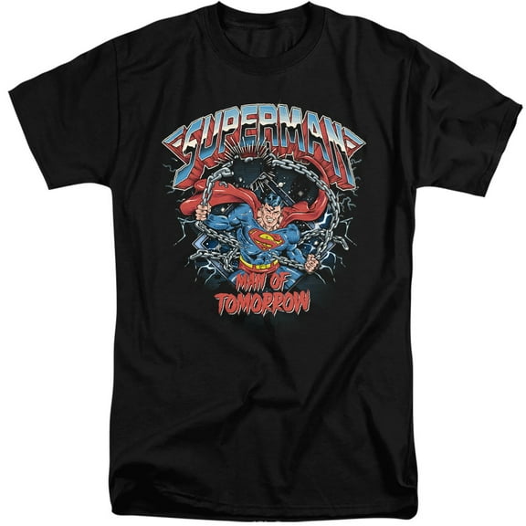 Popfunk Superman Band Chain Break Unisex Adult Tall T Shirt (3X-Large) Black