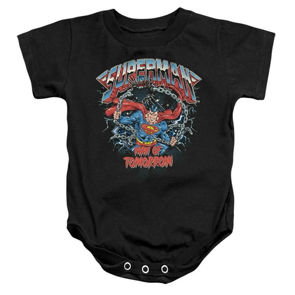Popfunk Superman Band Chain Break Unisex Infant Snap Suit for Baby, Black, X-Large
