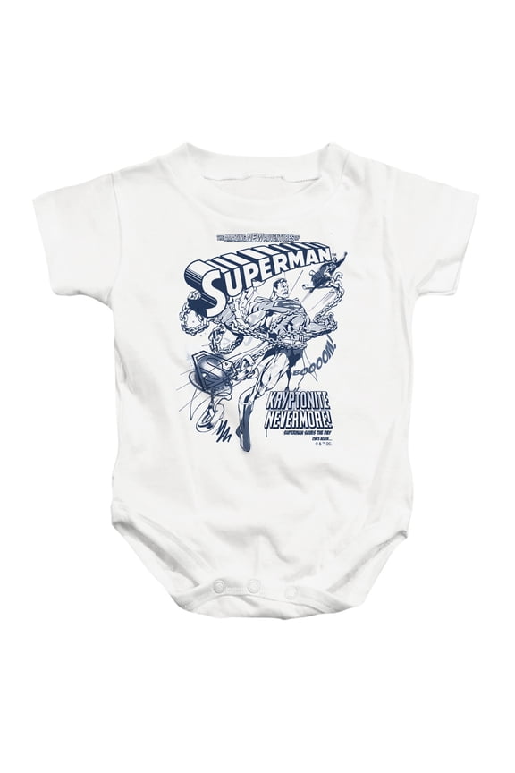 Popfunk Superman Comic Break Through Unisex Infant Snap Suit for Baby, White, Medium