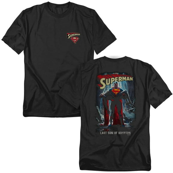Popfunk Superman Last Son of Krypton Front Back Unisex Adult T Shirt, Black, Large