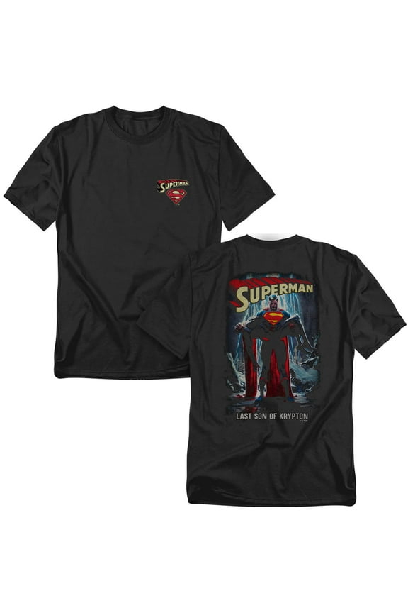 Popfunk Superman Last Son of Krypton Front Back Unisex Adult T Shirt, Black, Large