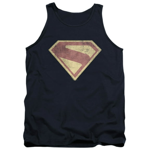 Popfunk Superman Logo Full Color Distress Unisex Adult Tank Top, Navy, X-Large
