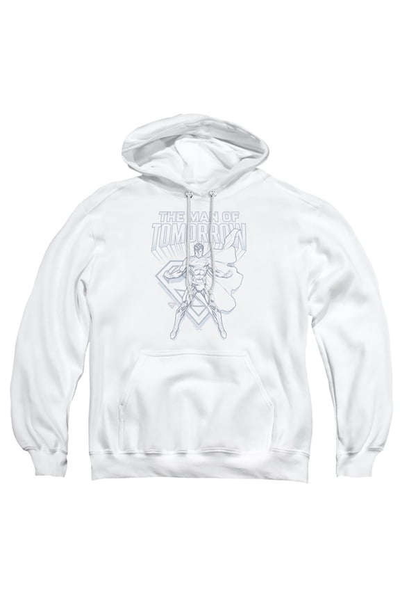 Popfunk Superman Man of Steel Sketch Adult Pull-Over Hoodie, White, Medium