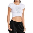 thumbnail image 1 of Popfunk Superman Man of Steel Sketch Women's Cap Sleeve Baby Rib Crop Top, White, Small, 1 of 3