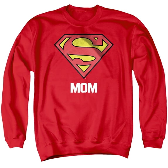 Popfunk Superman Super Mom Mother's Day Unisex Adult Crewneck Sweatshirt, Red, Medium