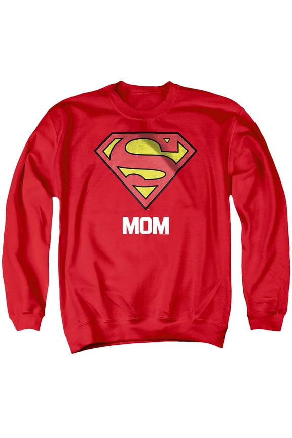 Superman Super Mom Mother's Day Unisex Adult Crewneck Sweatshirt, Red, X-Large