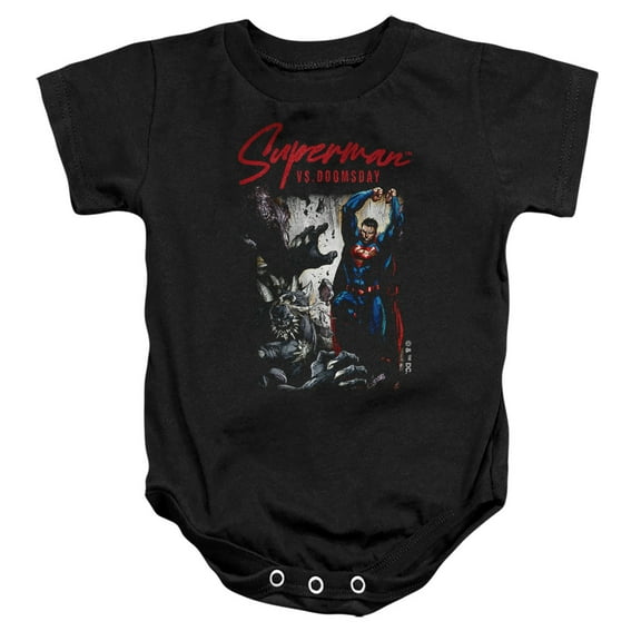 Popfunk Superman vs Doomsday Unisex Infant Snap Suit for Baby, Black, Large