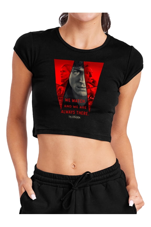 Popfunk Talamasca Red Key Art Women's Cap Sleeve Baby Rib Crop Top, Black, Medium