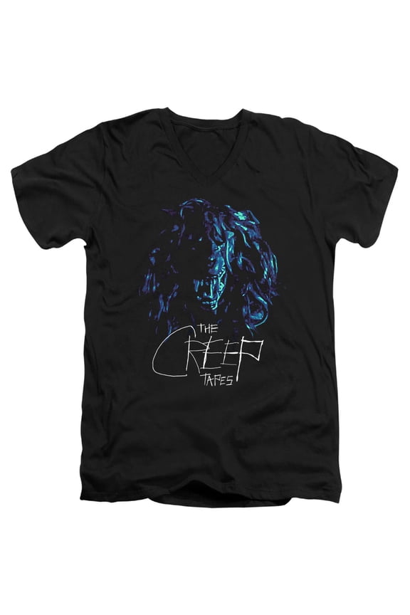 Popfunk The Creep Tapes Wolf Mask Unisex Adult V-Neck T Shirt (Large) Black