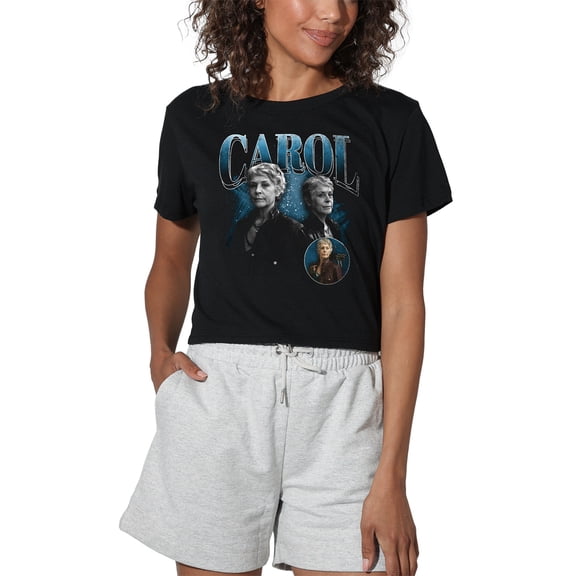 Popfunk The Walking Dead - Daryl Dixon Carol Homage Women's Crop Top T-Shirt, Black, Medium