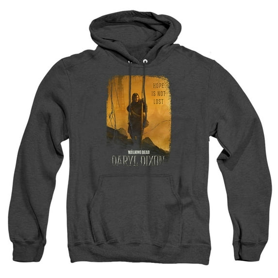 Popfunk The Walking Dead - Daryl Dixon Daryl Dixon Poster Unisex Adult Pull-Over Heather Hoodie, Black Heather, 2X-Large