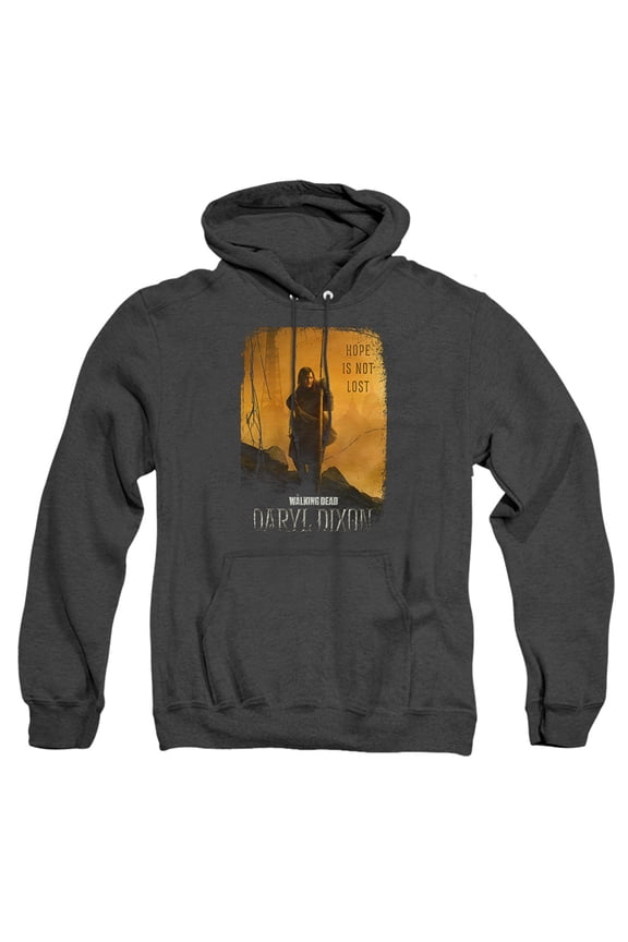 Popfunk The Walking Dead - Daryl Dixon Daryl Dixon Poster Unisex Adult Pull-Over Heather Hoodie, Black Heather, Medium
