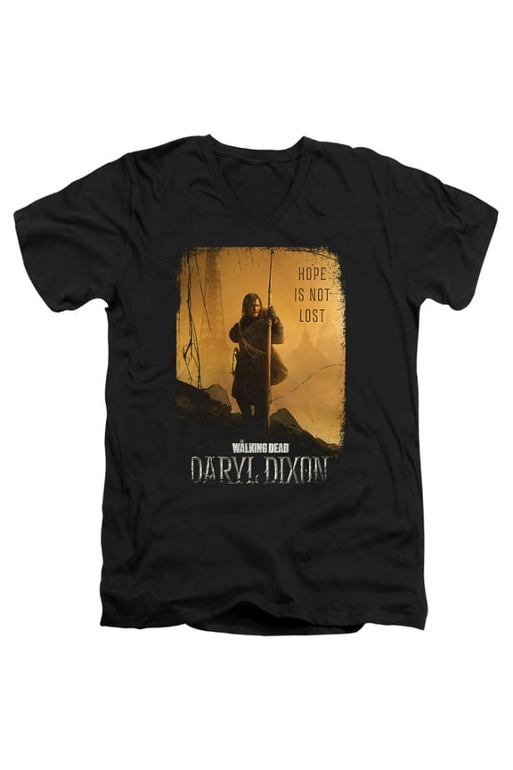 Popfunk The Walking Dead - Daryl Dixon Daryl Dixon Poster Unisex Adult V-Neck T Shirt (Medium) Black