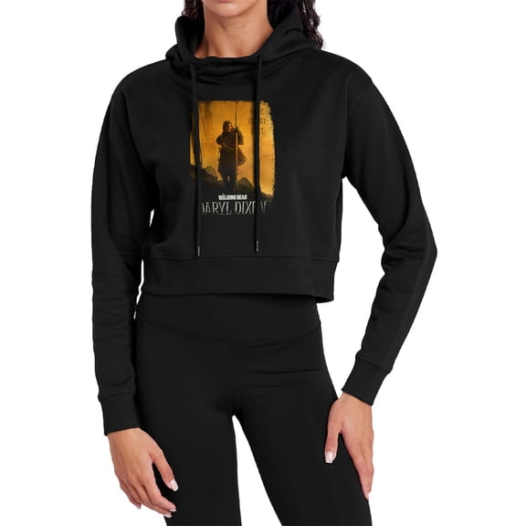 Popfunk The Walking Dead - Daryl Dixon Daryl Dixon Poster Women's Cropped Hoodie Pullover Sweatshirt, Black, X-Small