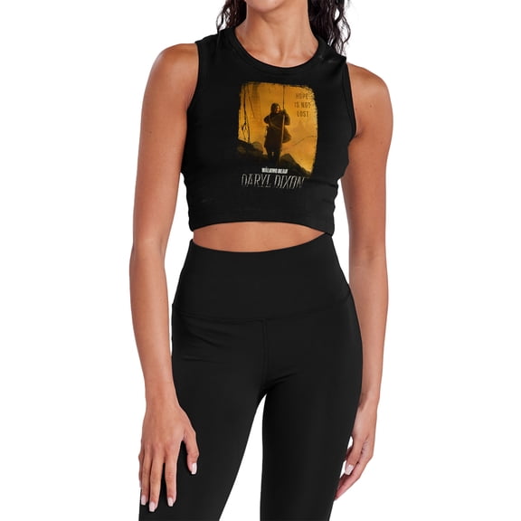 Popfunk The Walking Dead - Daryl Dixon Daryl Dixon Poster Women's Sleeveless Crop Top Tank, Black, Medium