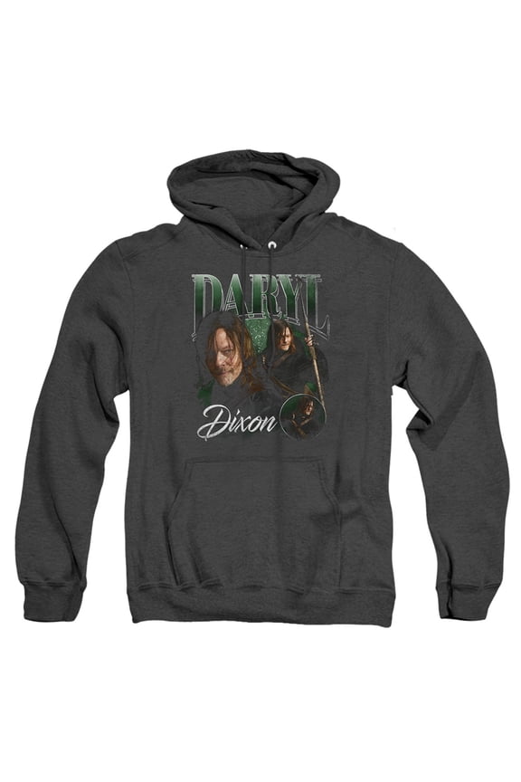 Popfunk The Walking Dead - Daryl Dixon Daryl Homage Unisex Adult Pull-Over Heather Hoodie, Black Heather, 3X-Large