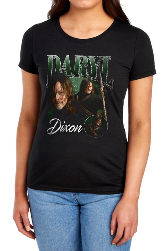 Popfunk The Walking Dead - Daryl Dixon Daryl Homage Women's T Shirt, Black, Medium