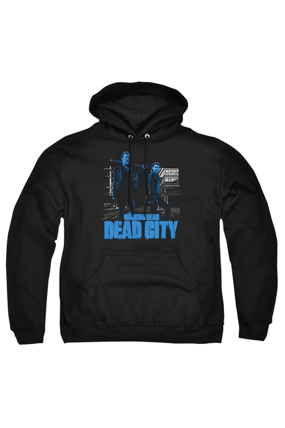 Popfunk The Walking Dead - Dead City Mono Pose Adult Pull-Over Hoodie, Black, 4X-Large