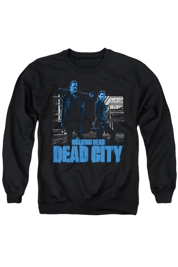 Popfunk The Walking Dead - Dead City Mono Pose Unisex Adult Crewneck Sweatshirt, Black, Large