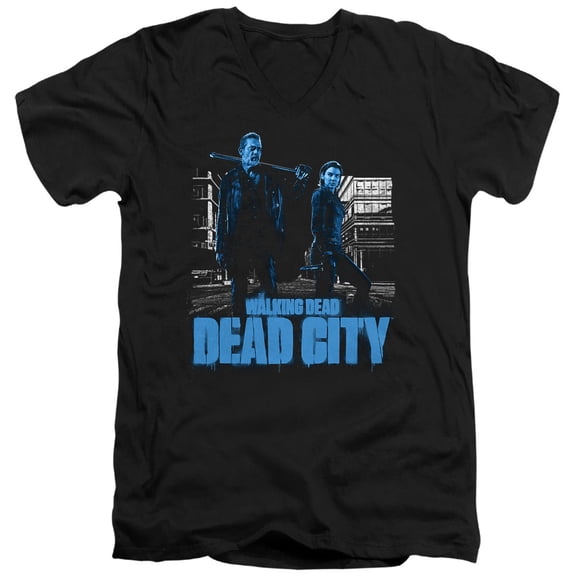Popfunk The Walking Dead - Dead City Mono Pose Unisex Adult V-Neck T Shirt (Large) Black