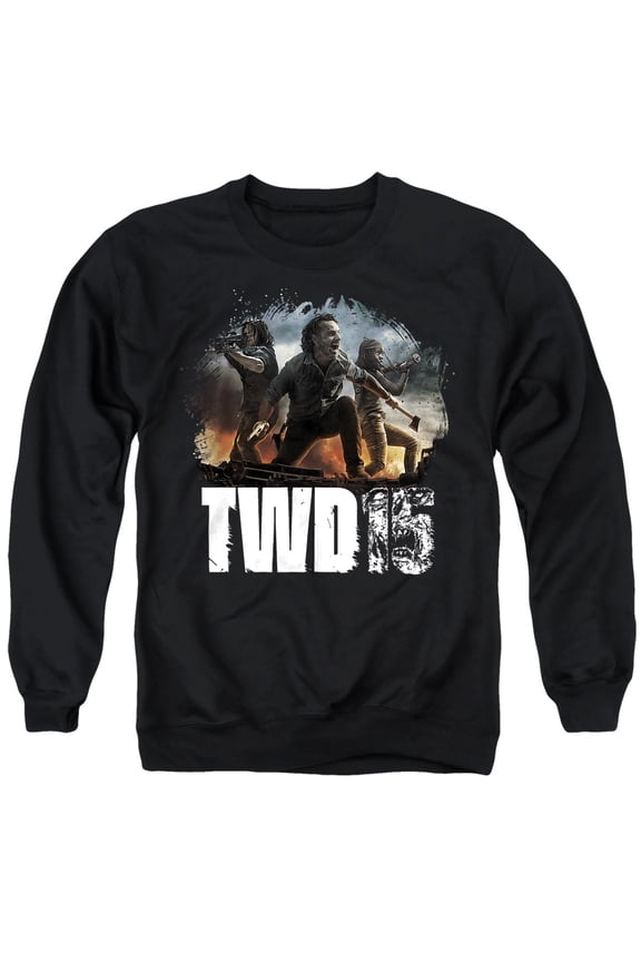 Popfunk The Walking Dead Group Action Pose Unisex Adult Crewneck Sweatshirt, Black, 5X-Large