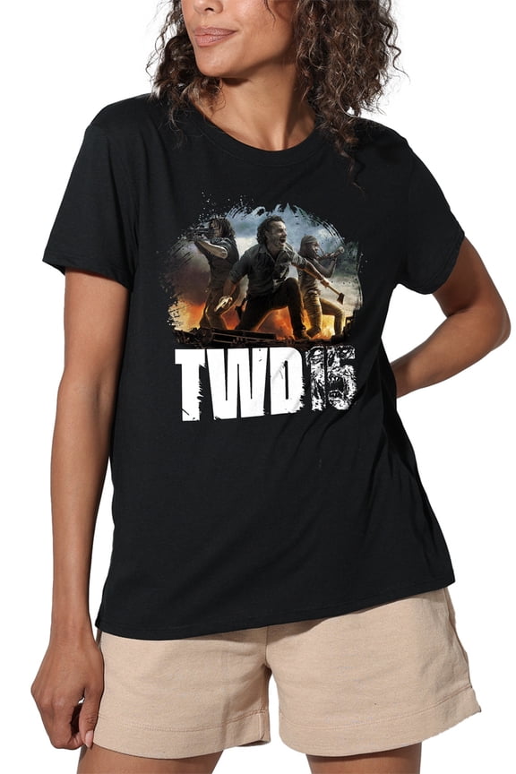Popfunk The Walking Dead Group Action Pose Women's Loose T-Shirt, Black, Small