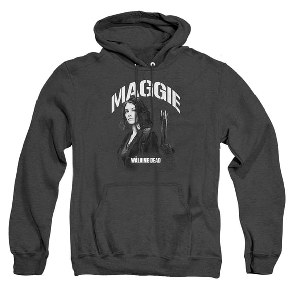 Popfunk The Walking Dead Maggie Mono Unisex Adult Pull-Over Heather Hoodie, Black Heather, Large