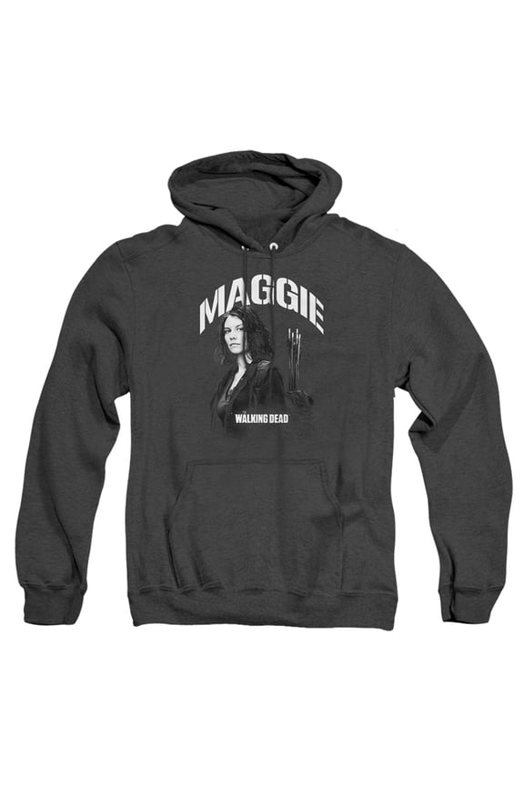 Popfunk The Walking Dead Maggie Mono Unisex Adult Pull-Over Heather Hoodie, Black Heather, Large