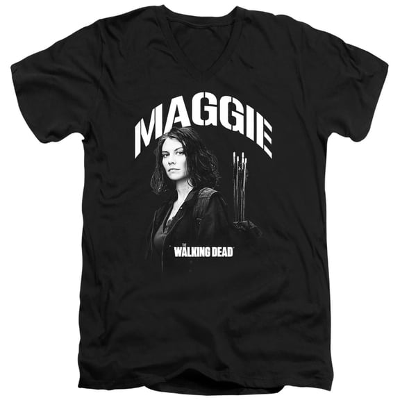 Popfunk The Walking Dead Maggie Mono Unisex Adult V-Neck T Shirt (Small) Black