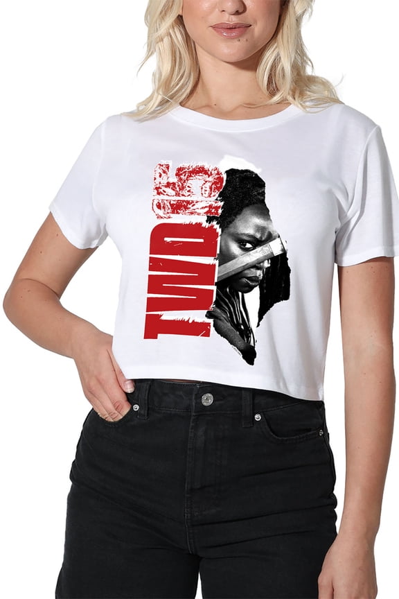 Popfunk The Walking Dead Michonne 15 Women's Crop Top T-Shirt, White, Large