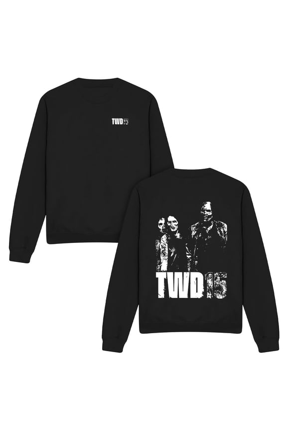 Popfunk The Walking Dead Mono Zombie 15 Front Back Unisex Adult Crewneck Sweatshirt, Black, Small