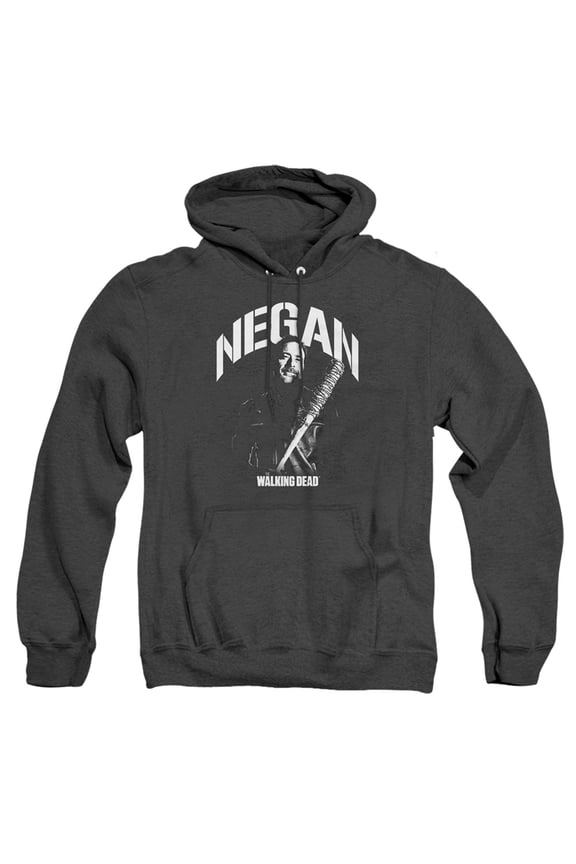 Popfunk The Walking Dead Negan Mono Unisex Adult Pull-Over Heather Hoodie, Black Heather, Large