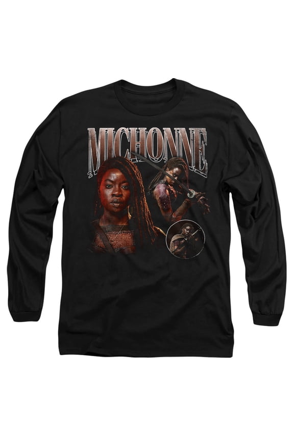 Popfunk The Walking Dead - The Ones Who Lived Michonne Homage Unisex Adult Long-Sleeve T Shirt, Black, Large