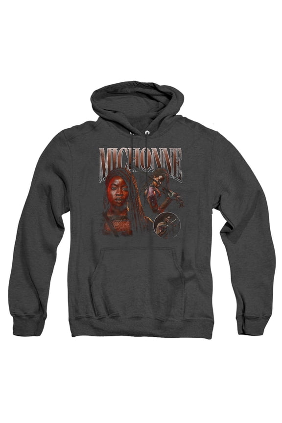 Popfunk The Walking Dead - The Ones Who Lived Michonne Homage Unisex Adult Pull-Over Heather Hoodie, Black Heather, Large