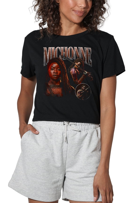 Popfunk The Walking Dead - The Ones Who Lived Michonne Homage Women's Crop Top T-Shirt, Black, Large