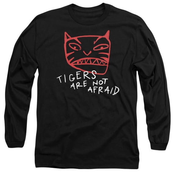 Popfunk Tigers Are Not Afraid Tiger Head Unisex Adult Long-Sleeve T Shirt, Black, Medium