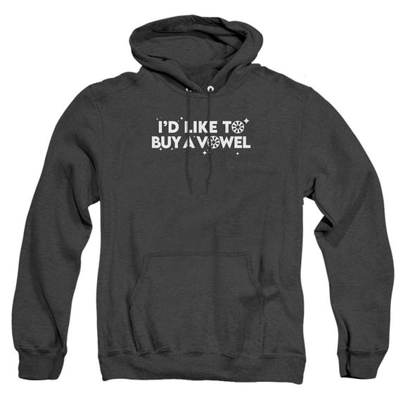 Popfunk Wheel of Fortune I'd Like to Buy a Vowel Unisex Adult Pull-Over Heather Hoodie, Black Heather, Medium