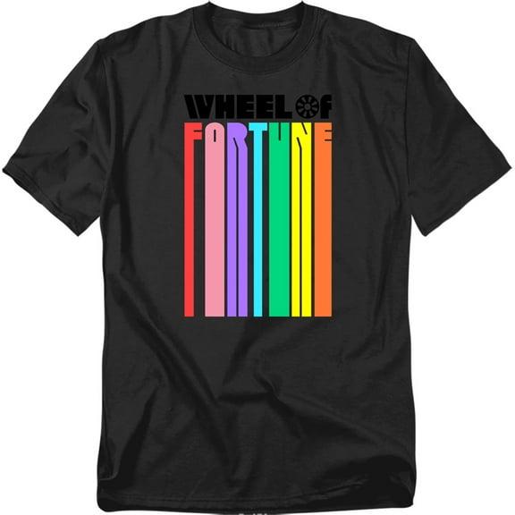Popfunk Wheel of Fortune Logo Color Blend Unisex Adult T Shirt, Black, X-Large