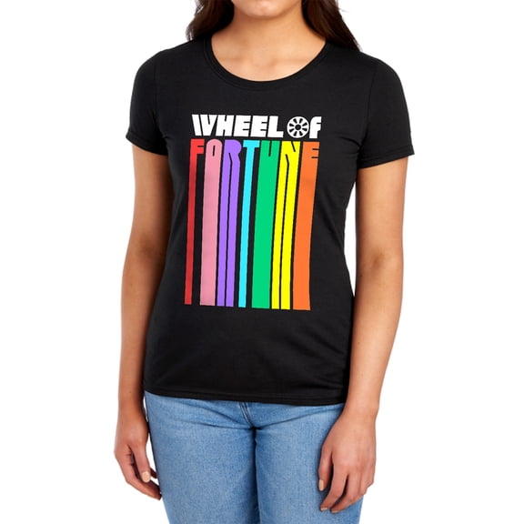 Popfunk Wheel of Fortune Logo Color Blend Women's T Shirt, Black, X-Large