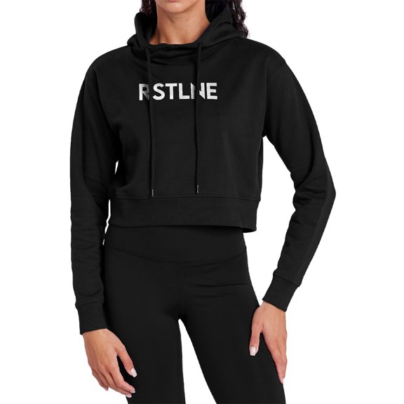 Popfunk Wheel of Fortune RSTLNE Women's Cropped Hoodie Pullover Sweatshirt, Black, 2X-Large