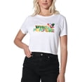 thumbnail image 1 of Popfunk Wheel of Fortune Tropical Logo Women's Crop Top T-Shirt, White, Large, 1 of 5