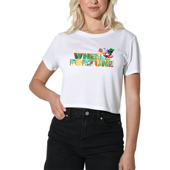 Popfunk Wheel of Fortune Tropical Logo Women's Crop Top T-Shirt, White, Large