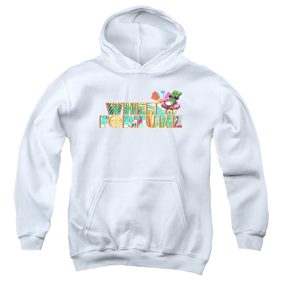 Popfunk Wheel of Fortune Tropical Logo Youth Kids Boy/Girls Pull-Over Hoodie, White, X-Large