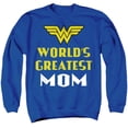 thumbnail image 1 of Popfunk Wonder Woman Wonder Woman Mother's Day World's Greatest Mom Unisex Adult Crewneck Sweatshirt, Royal, 4X-Large, 1 of 5
