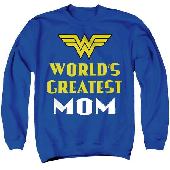 Popfunk Wonder Woman Wonder Woman Mother's Day World's Greatest Mom Unisex Adult Crewneck Sweatshirt, Royal, 4X-Large