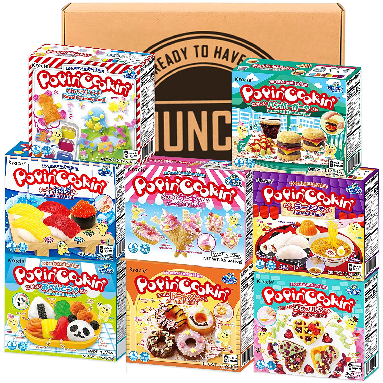 Popin Kits 8 Pack Assorted Japanese Candy Making Kit Bento, Ramen