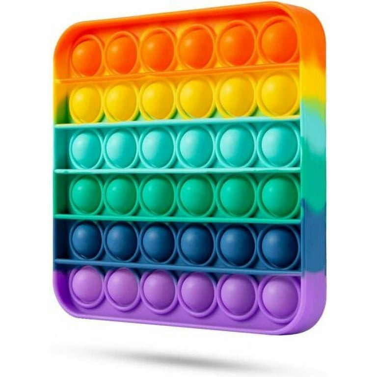 Popit Fidget Toy Rainbow Push Pop Bubble Sensory Toys For Stress Relief -  Square 