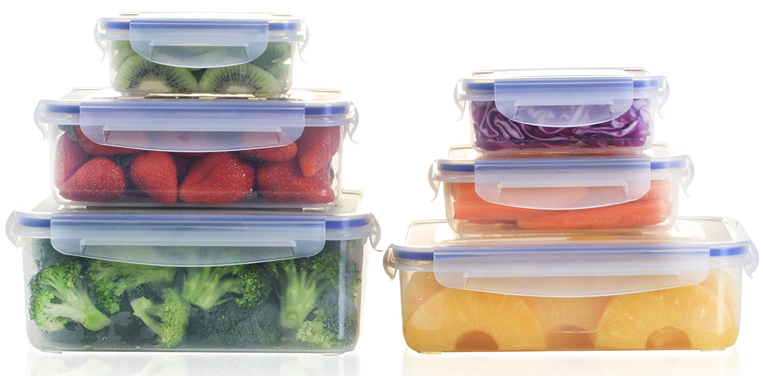 Popit! Stackit! 12-Piece Large Airtight Plastic Container Set, BPA Free ...