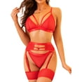 Popiv Women Sexy Lingerie Strappy Lace Garter Lingerie Sets High